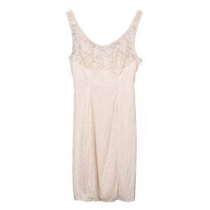 Henson Kickernick VTG Slip 32 Womens Lace Cream Beige Nylon Nightgown